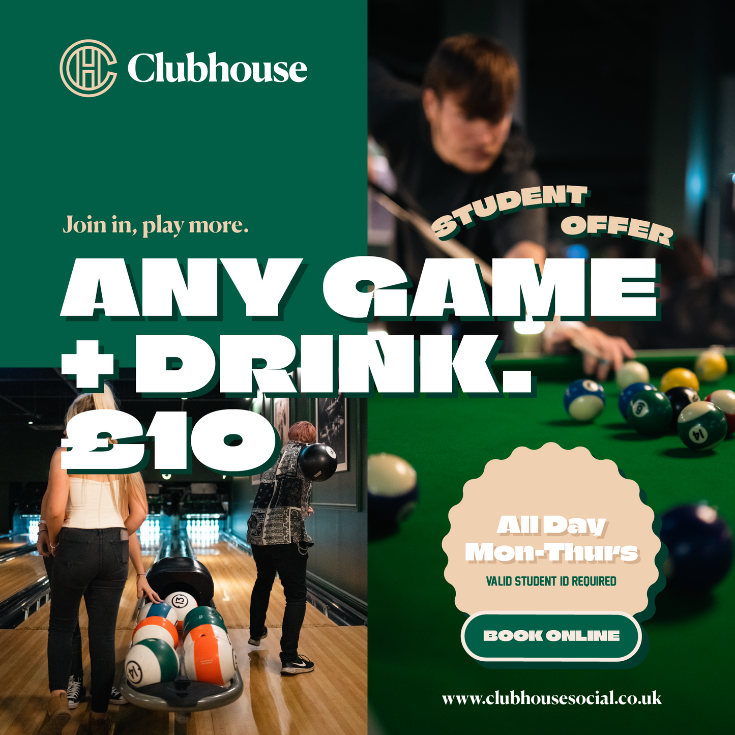 BOWLING, MINI-GOLF OR 1 HOUR DARTS + DRINK (STUDENT OFFER)